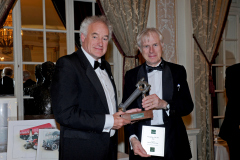 Henry Pearman (l) receiving BeaulieOne Hundred Personality of the Year Award from Lord Montagu (r)