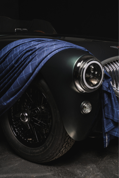 Car and draping with material by Scabal. portrait